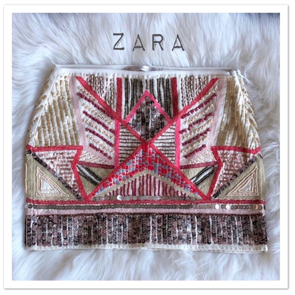 Zara Trafaluc Mini Skirt with Sequin Details - NWT